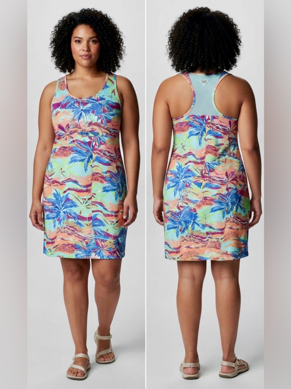Columbia Pfg Tropical Print Freezer Tank Dress Size Xl
